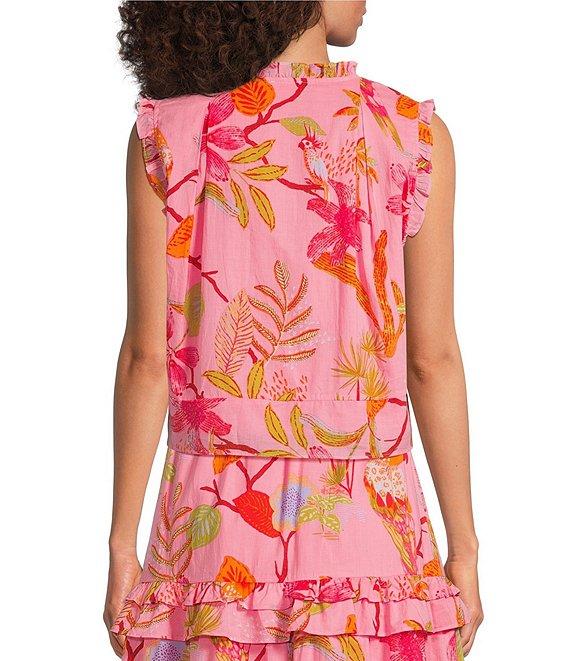 J.Marie Coordinating Woven Playa Button Up Ruffle Top Product Image