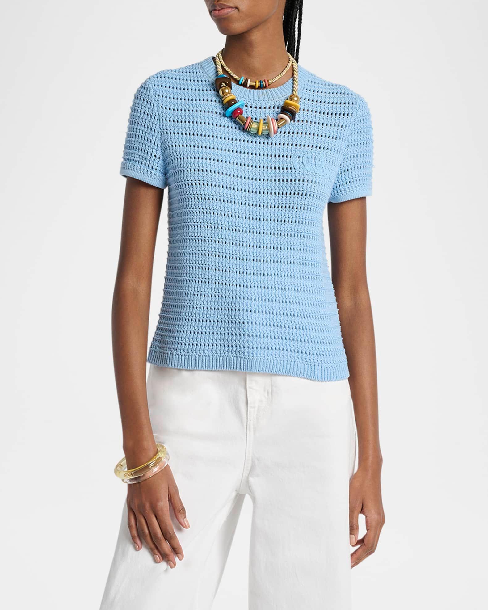 Open-Knit Logo Embroidered Top Product Image