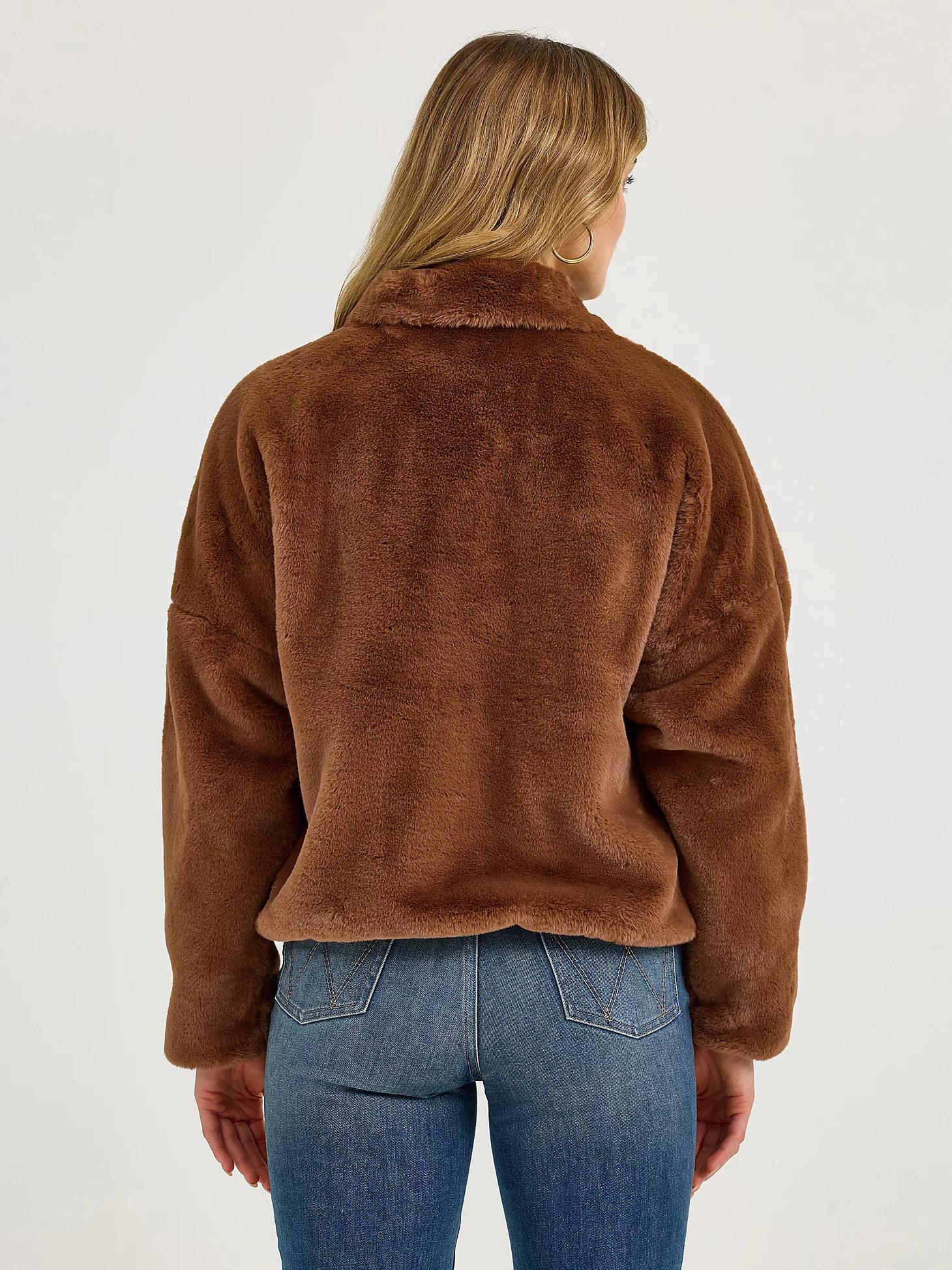 Women's Wrangler Logo Fuzzy Zip Jacket in Teddy Product Image