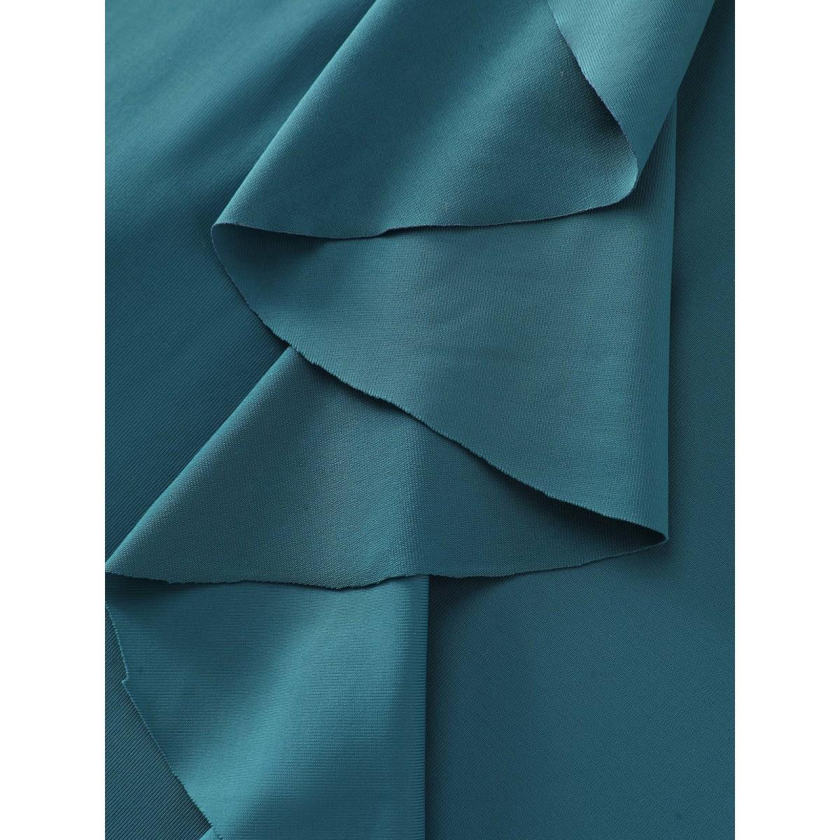 Plus Size Ruffled Hem Cinched Waist Swim Dress Women's Swimwear Teal Resort Bodycon Overlap Collar High stretch Curve Swim Dresses BloomChic 10/M Product Image