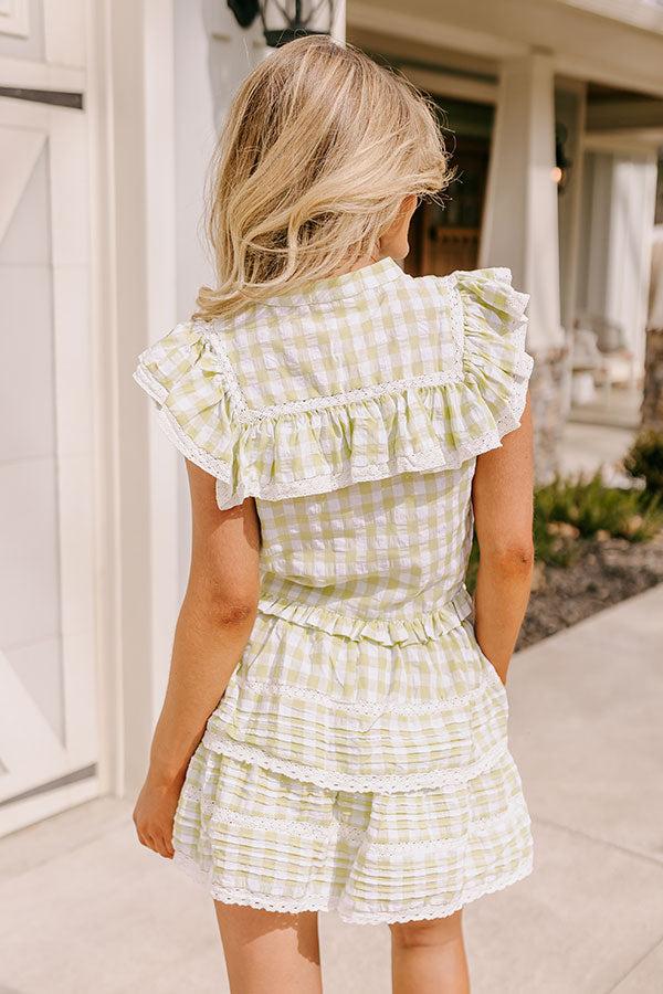 Downright Delightful Gingham Top In Lime Product Image