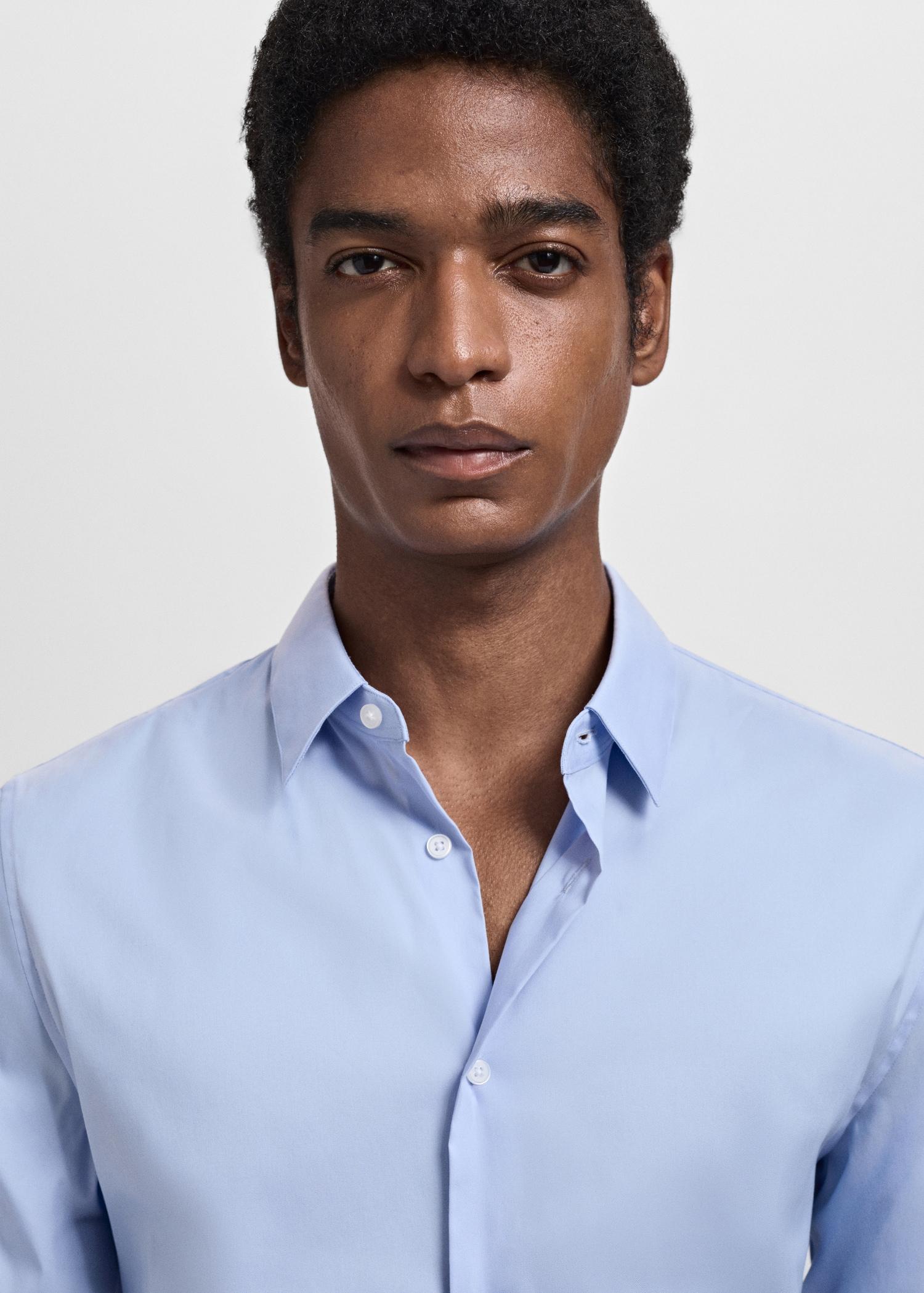 Slim fit cotton suit shirt - Men | MANGO USA Product Image