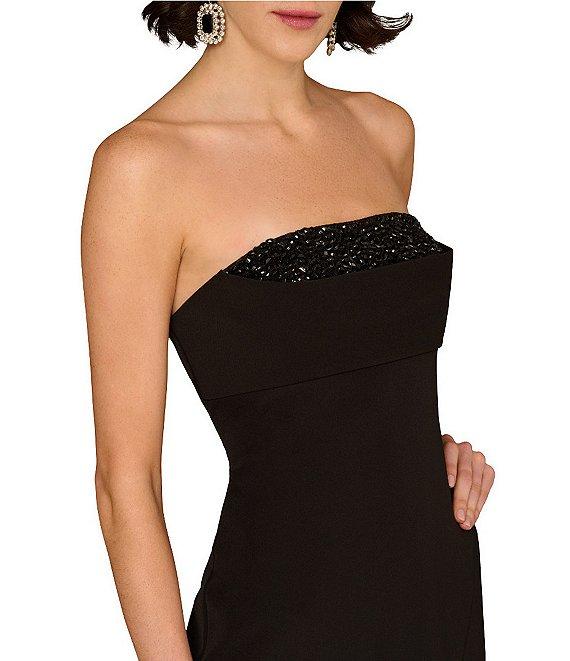 Aidan Mattox Stretch Crepe Strapless Beaded High Leg Sheath Gown Product Image