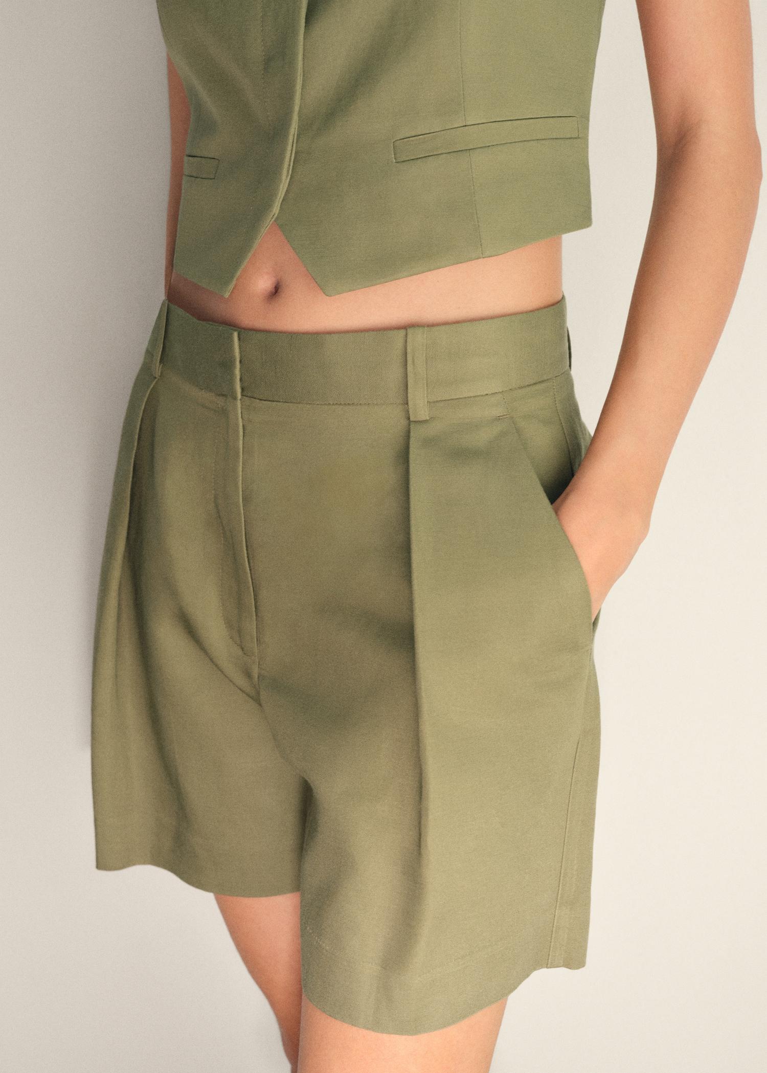 Linen-blend suit bermuda shorts - Women | MANGO USA Product Image