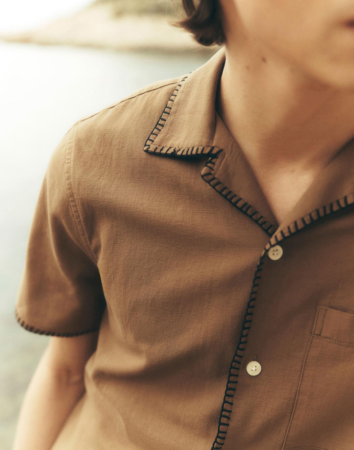 Blanket Stitch Short-Sleeve Shirt Product Image