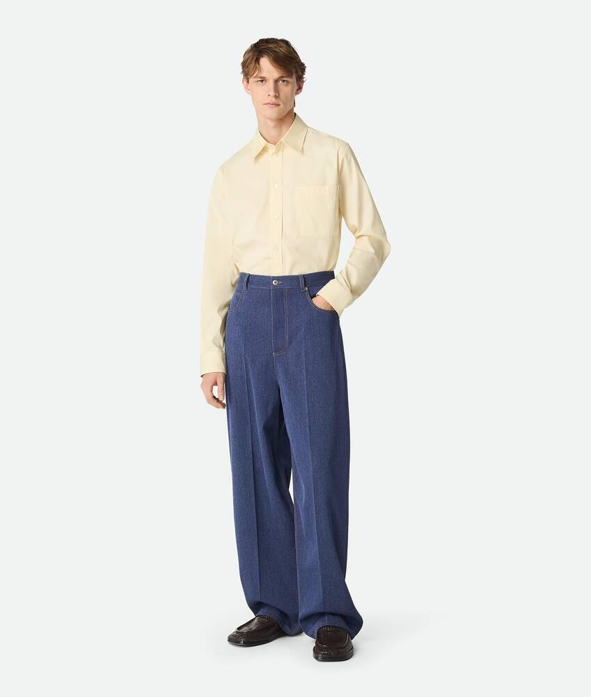 Men's Wool Cotton Wide Leg Trousers in Indigo Product Image