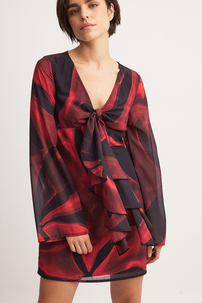 Chiffon Tie Front Mini Dress Product Image