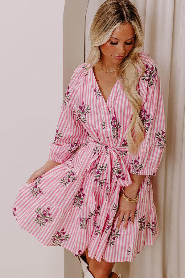 Kind Glance Stripe Mini Dress in Pink Product Image