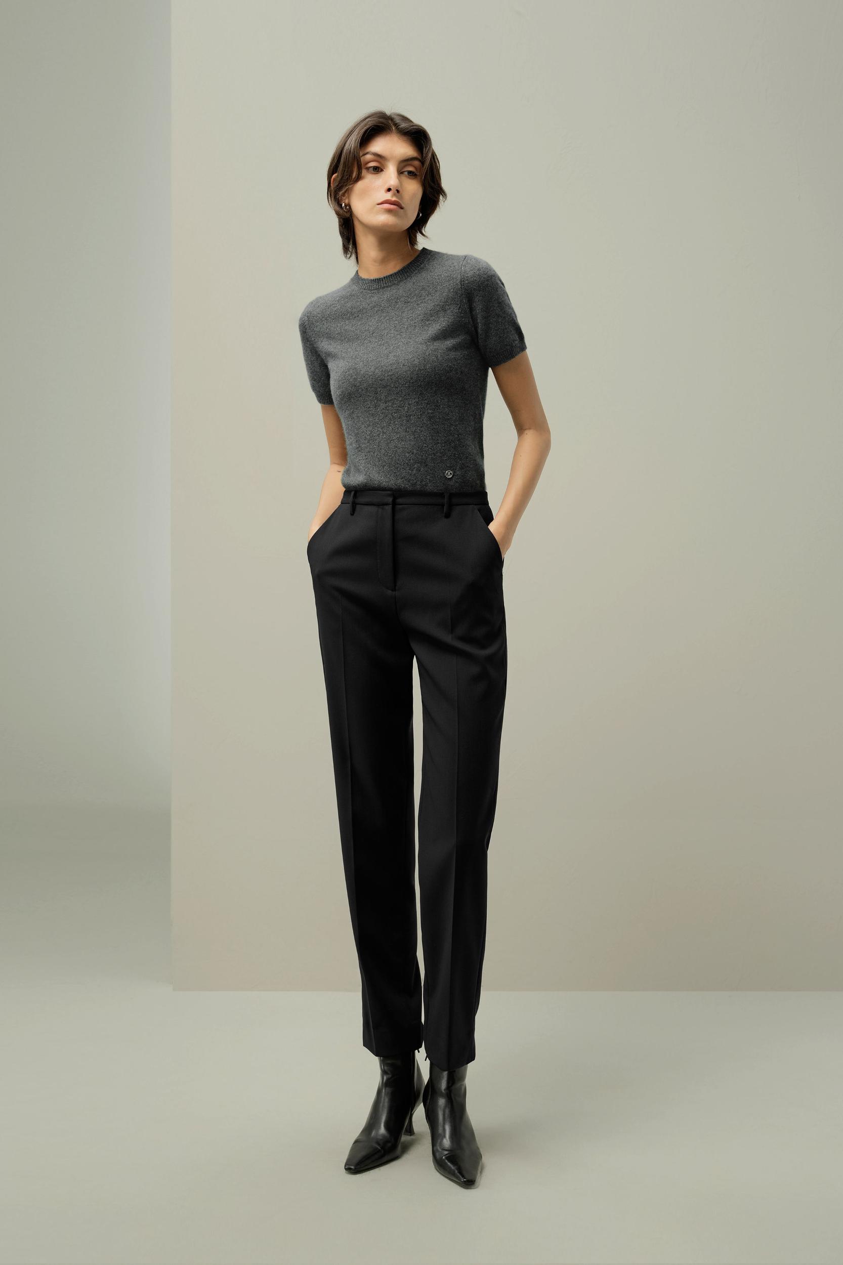 LILYSILK Women's Cashmere Fitted Short Sleeve Top, 100% Pure Cashmere, Soft & Breathable, Medium Gray, XL Product Image