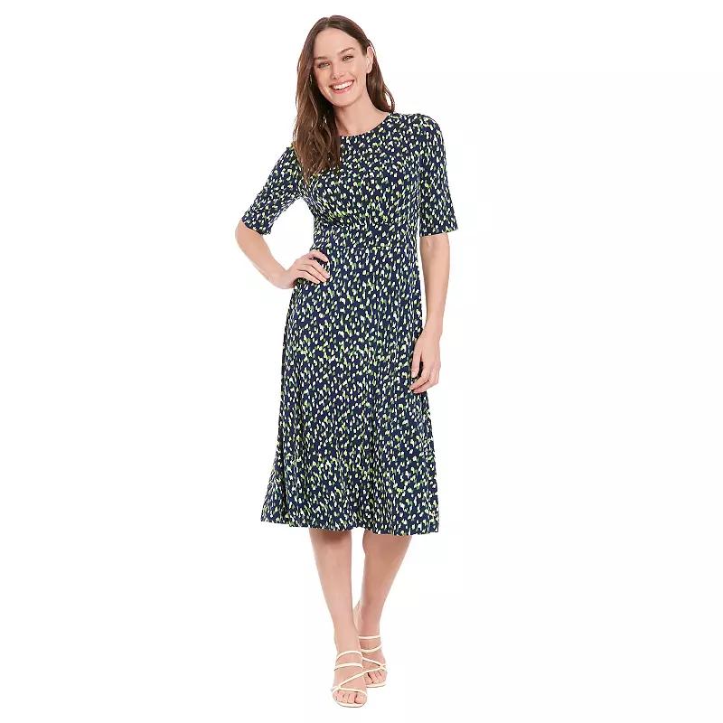 Women's London Times Printed Midi A-Line Dress, Size: 10, Black Orchid Product Image