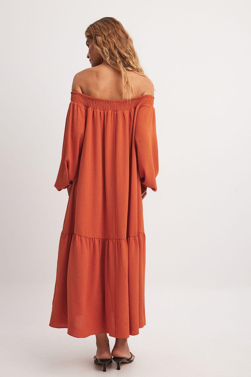 Off Shoulder Long Sleeve Midi Dress Product Image