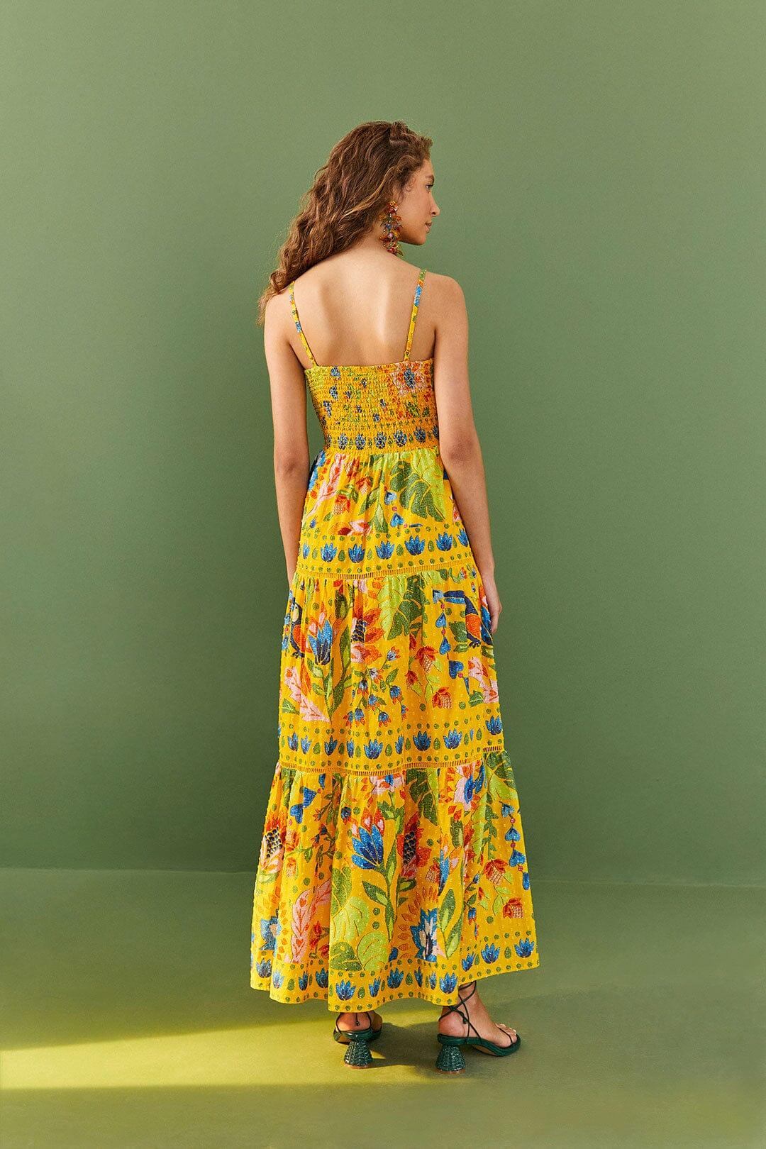 Yellow Summer Garden Sleeveless Maxi Dress Product Image