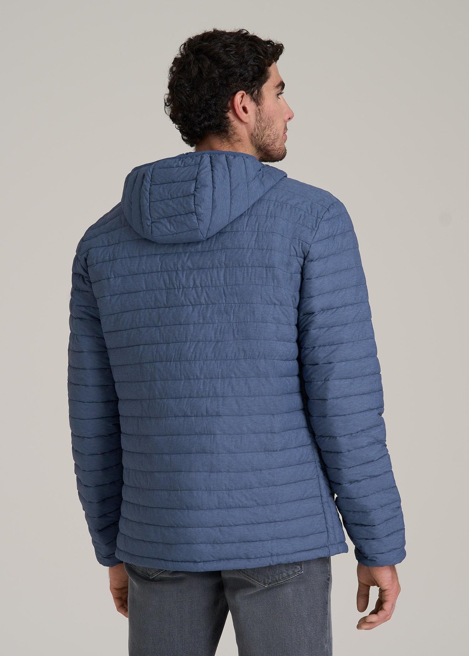 Packable Puffer Jacket for Tall Men in Steel Blue Male Product Image