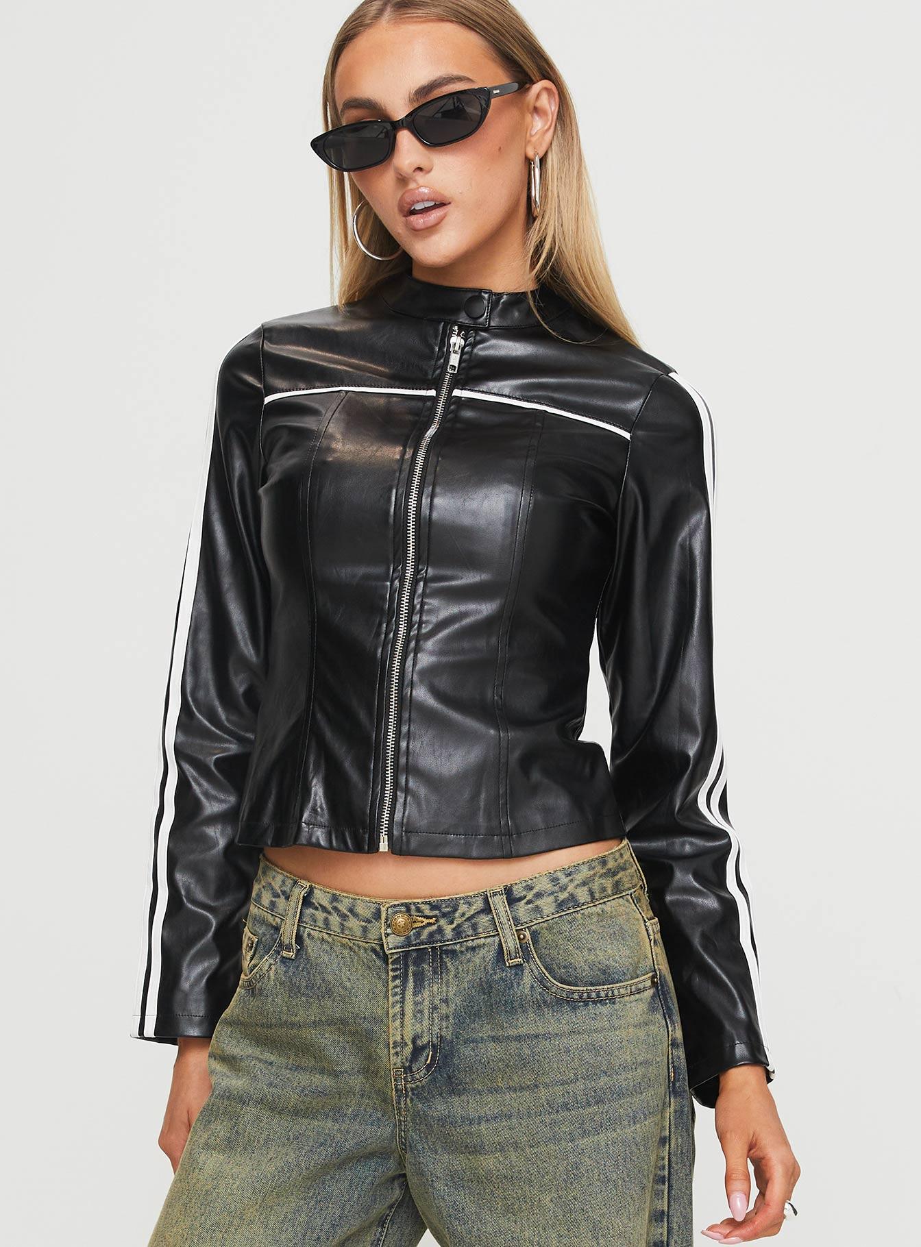 Lowgan Faux Leather Jacket Black Product Image