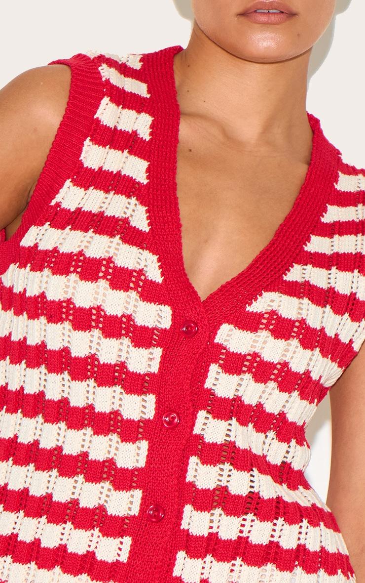 Petite Red Stripe Knitted Sleeveless Vest Product Image