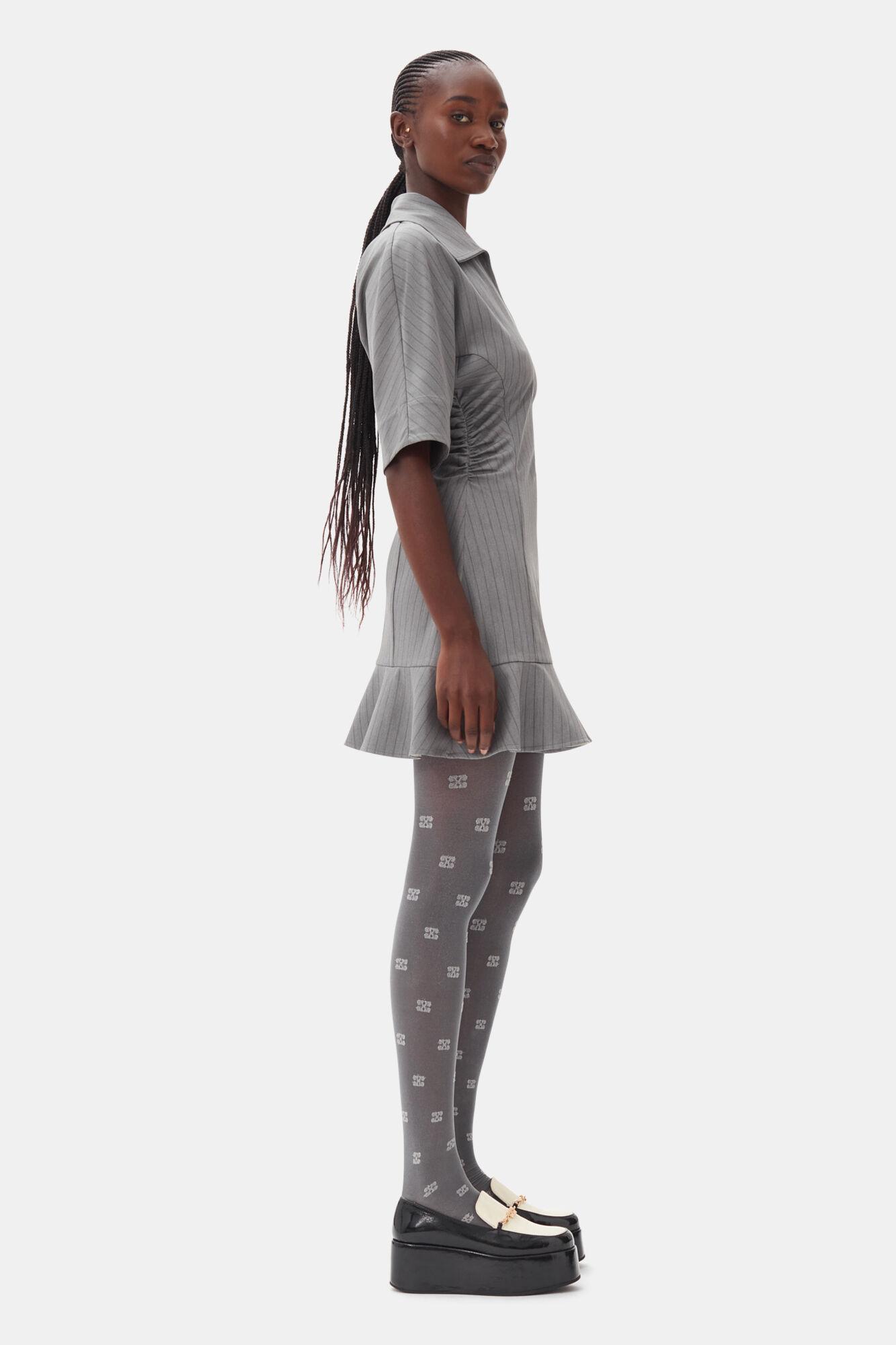 Grey Striped Suiting Mini Dress Product Image