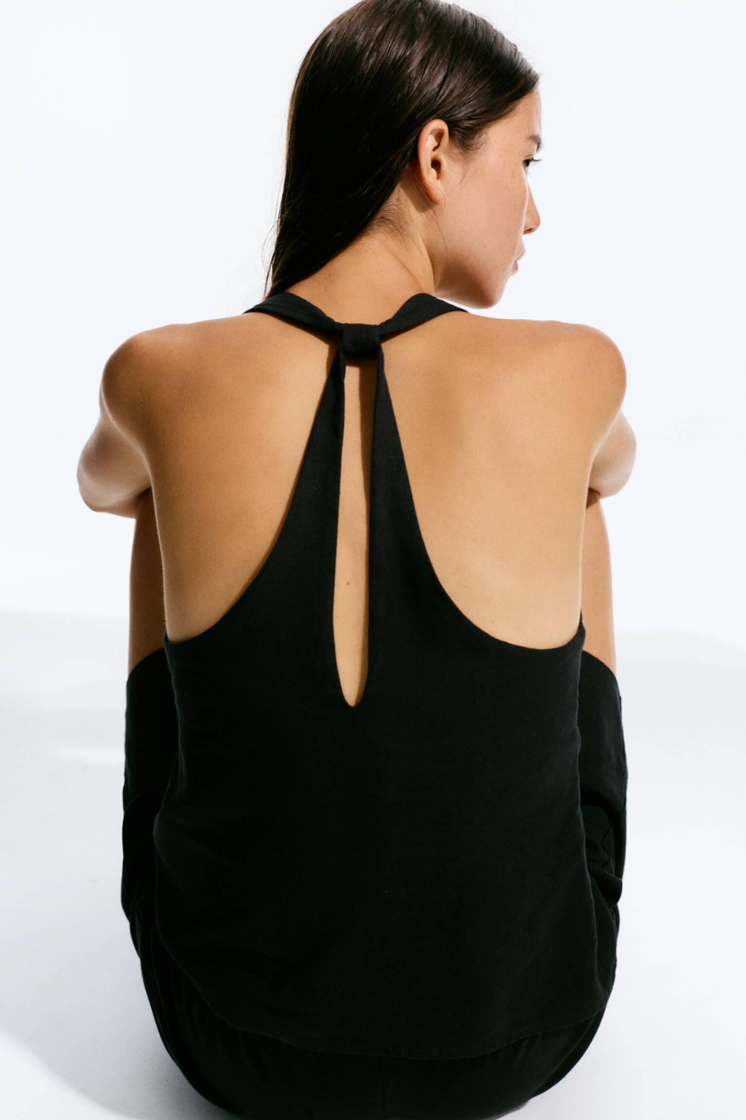 Linen blend halter top Product Image