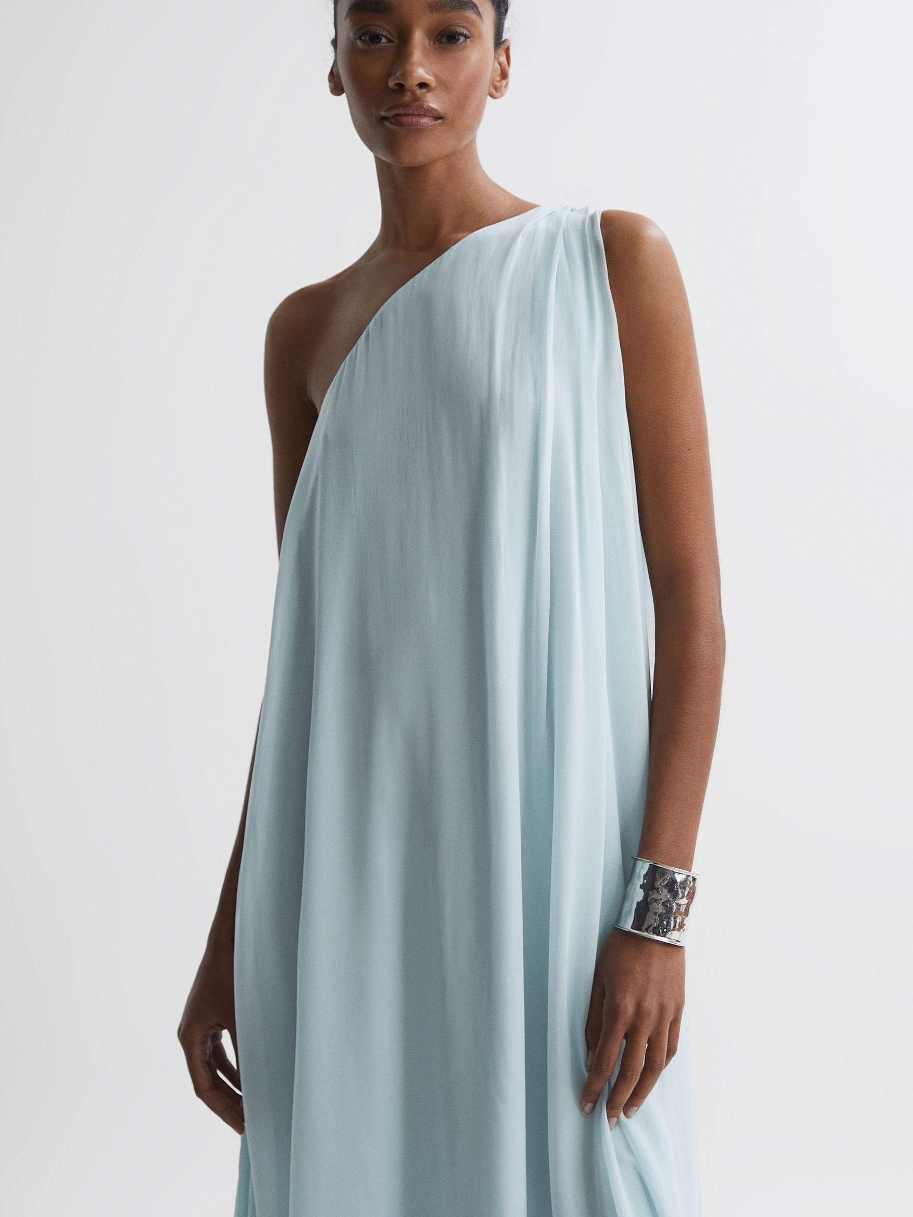 One Shoulder Maxi Dress in Green Product Image