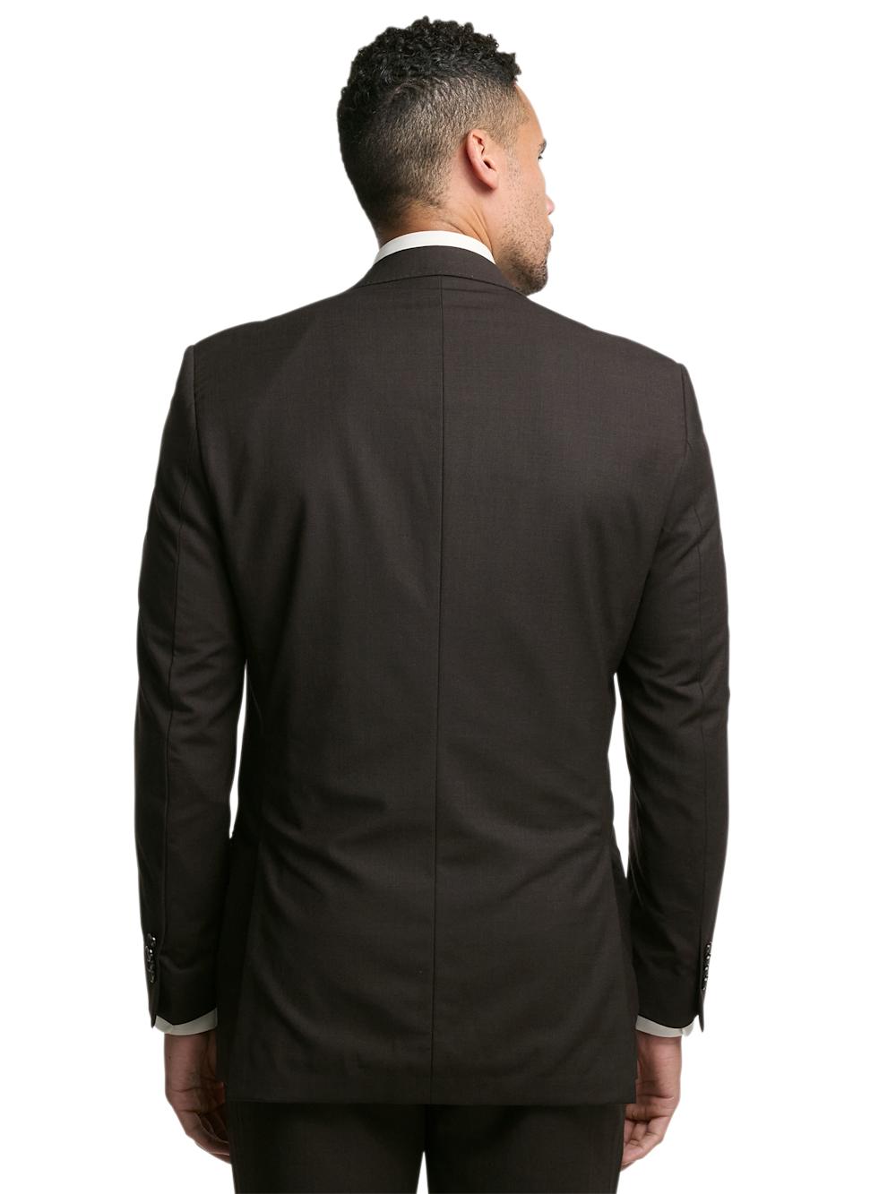 Wool Stretch Bengaline Peak Lapel Suit Jacket - Dark Brown Product Image