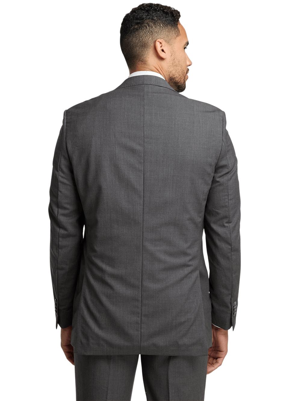 Wool Stretch Bengaline Single Breasted Peak Lapel Suit - Grey Product Image