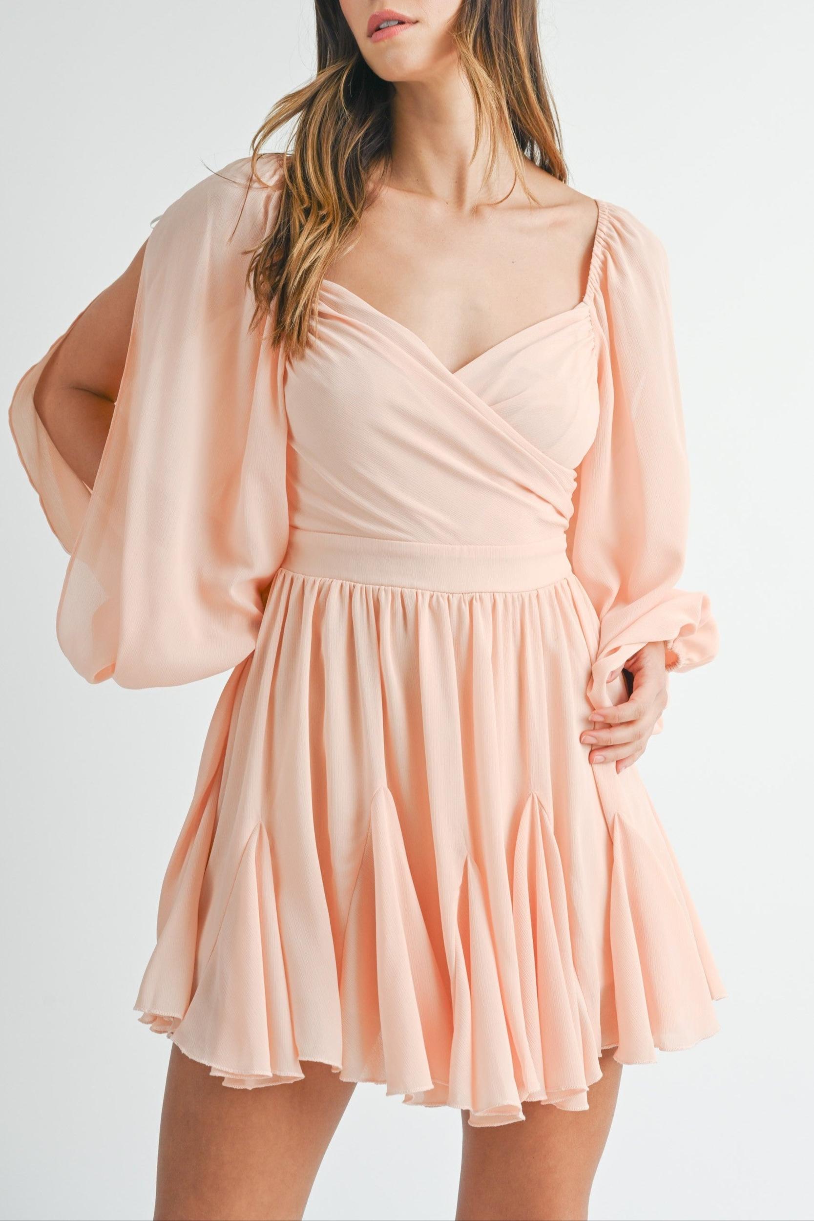 Back Lace Up Ruffle Mini Dress Product Image