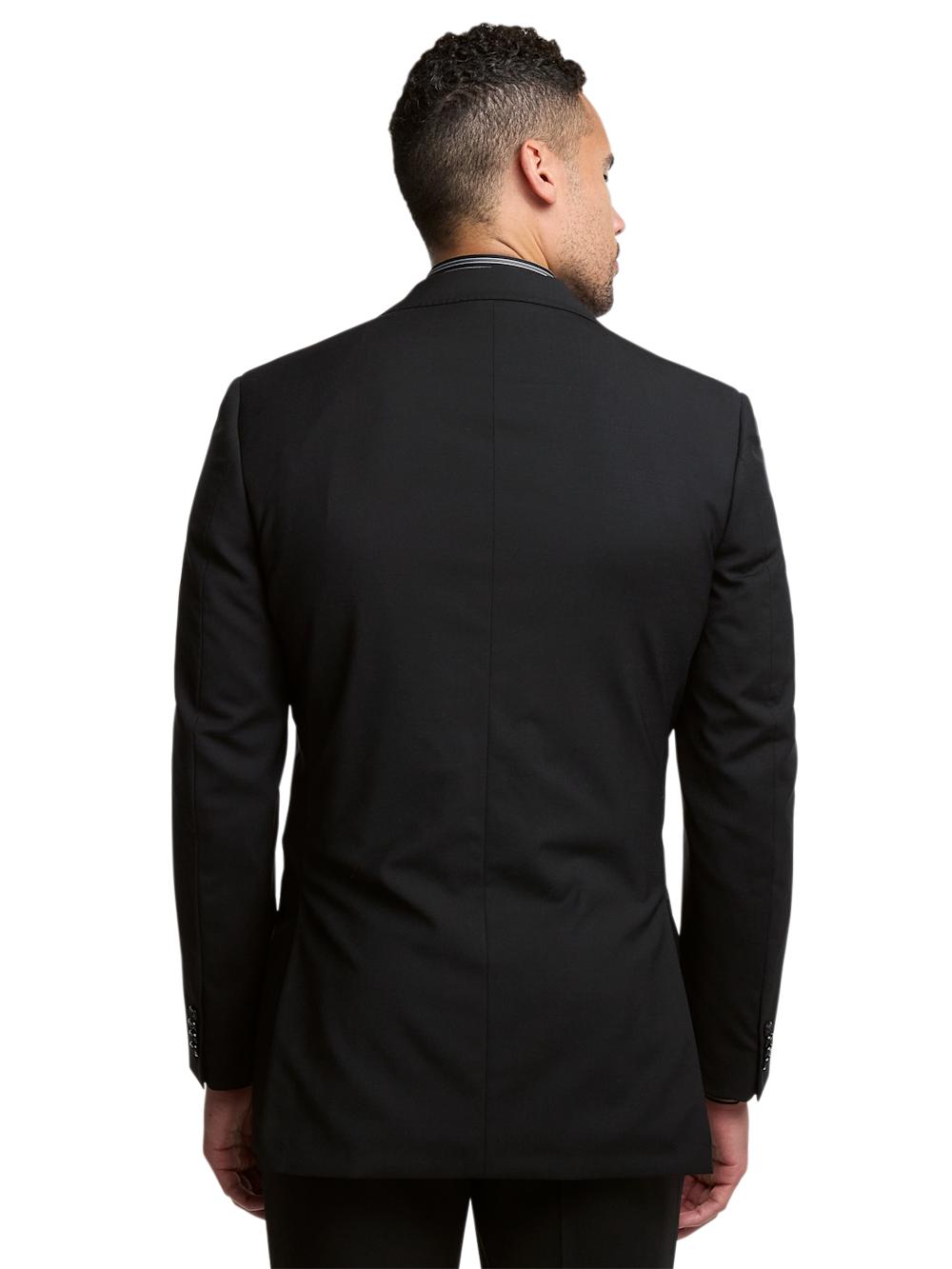 Wool Stretch Bengaline Peak Lapel Suit Jacket - Black Product Image
