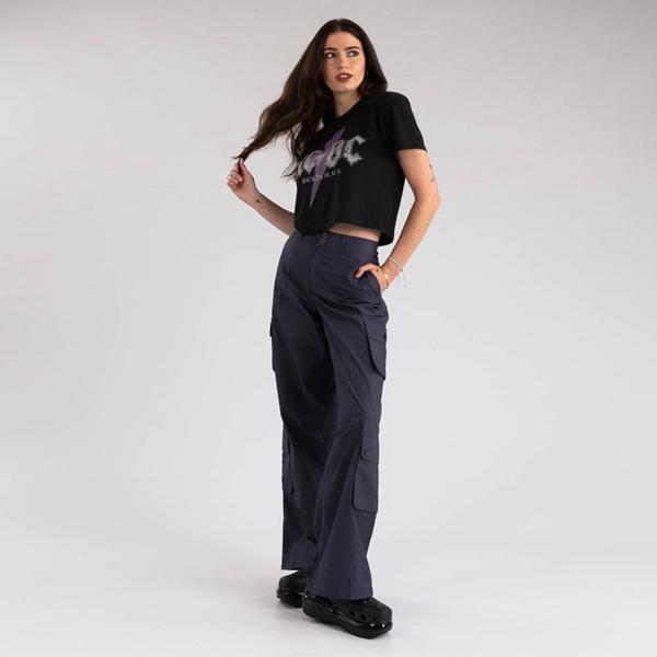 Womens AC/DC Back Cropped Tee - Black Product Image
