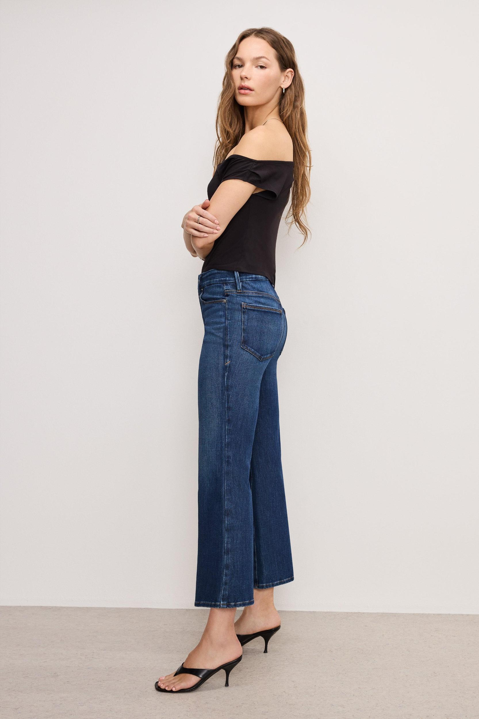SOFT TECH GOOD LEGS CROPPED MINI BOOT JEANS | INDIGO977 Product Image