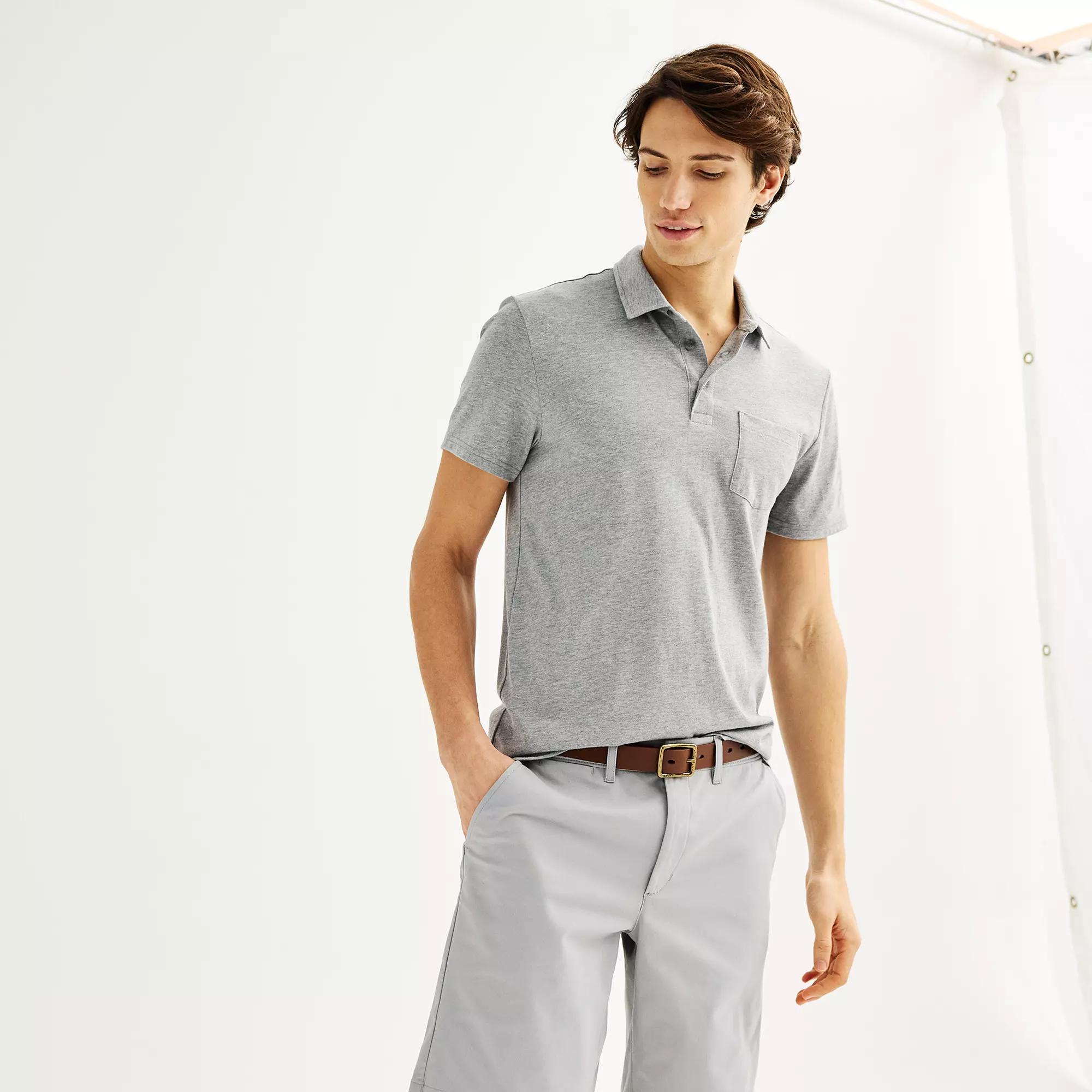 Men's Sonoma Goods For Life® Supersoft Short Sleeve Polo, Size: XS, Grey Gray Product Image
