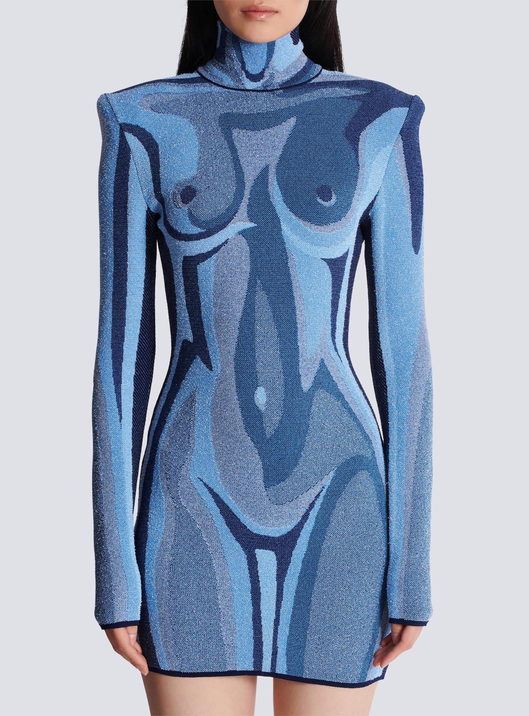 Jacquard knit dress with body motif Product Image