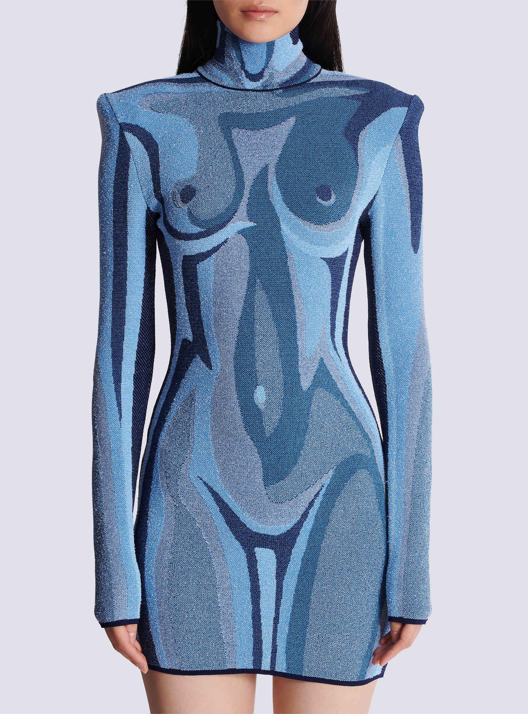 Jacquard knit dress with body motif Product Image