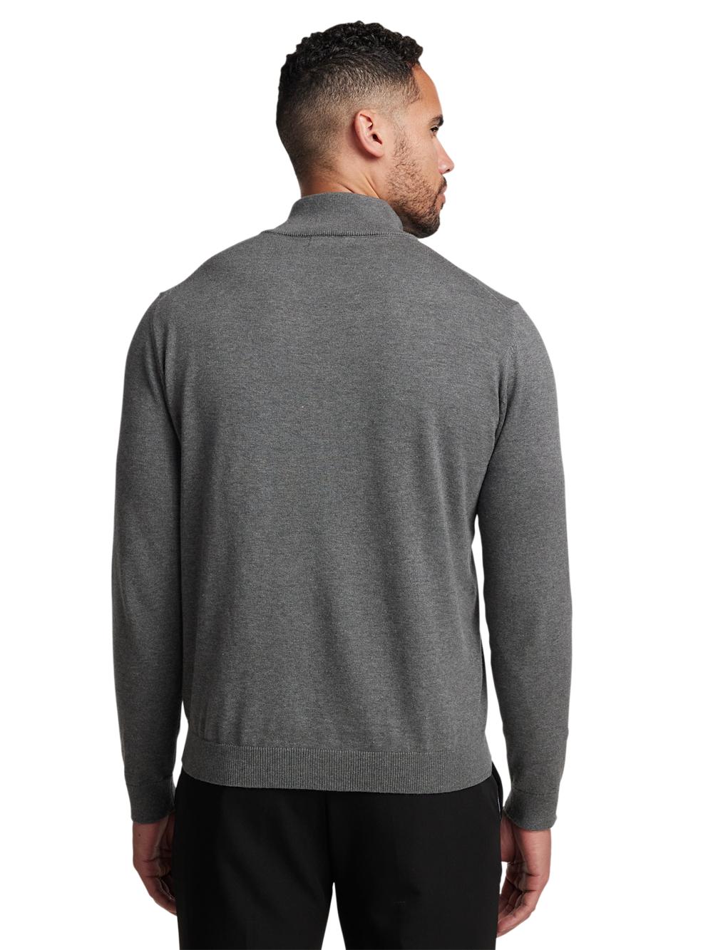 Supima Cotton Quarter Zip Mock Neck Sweater - Medium Grey Product Image