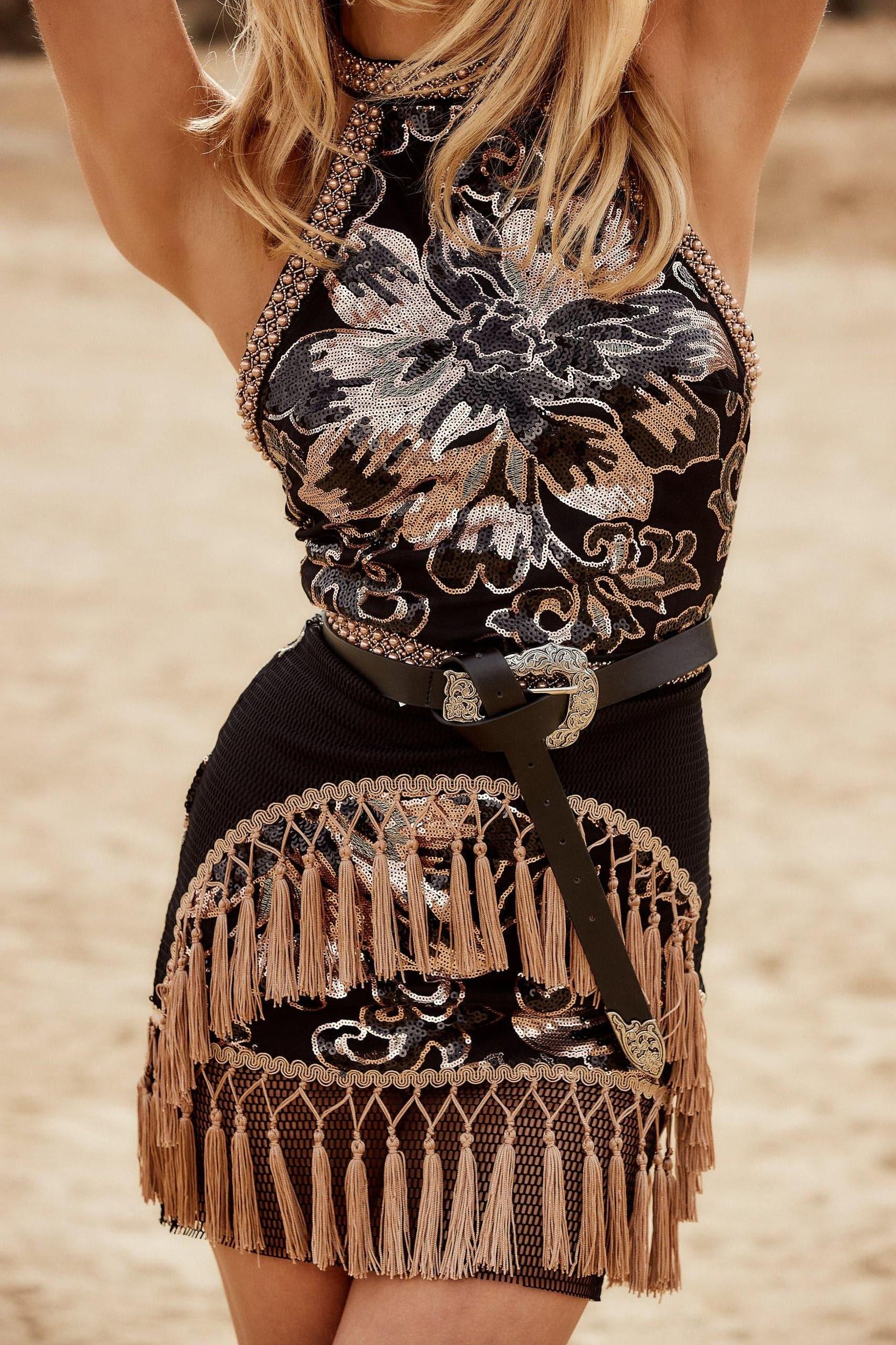 Like Gold Dust Sequin Fringe Dress Product Image