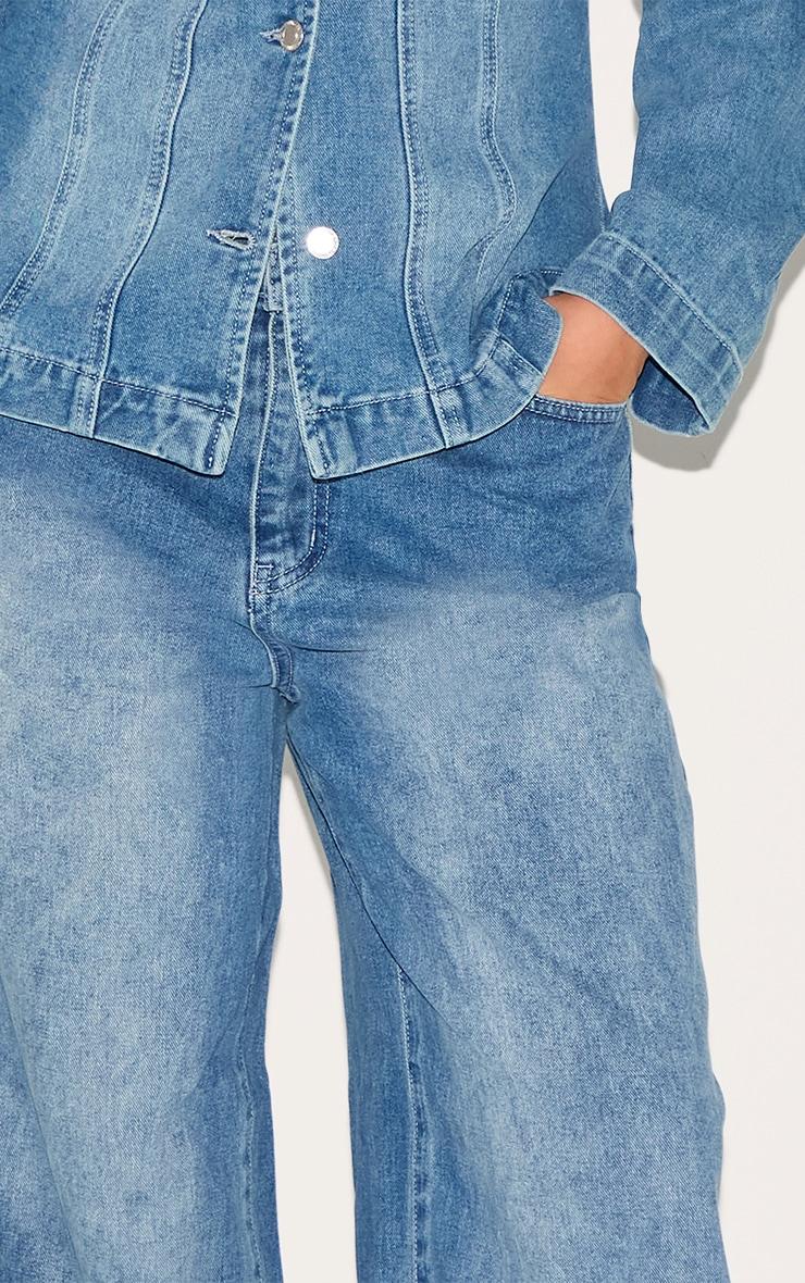  Plus Mid Blue Wash Wide Leg Jeans Product Image