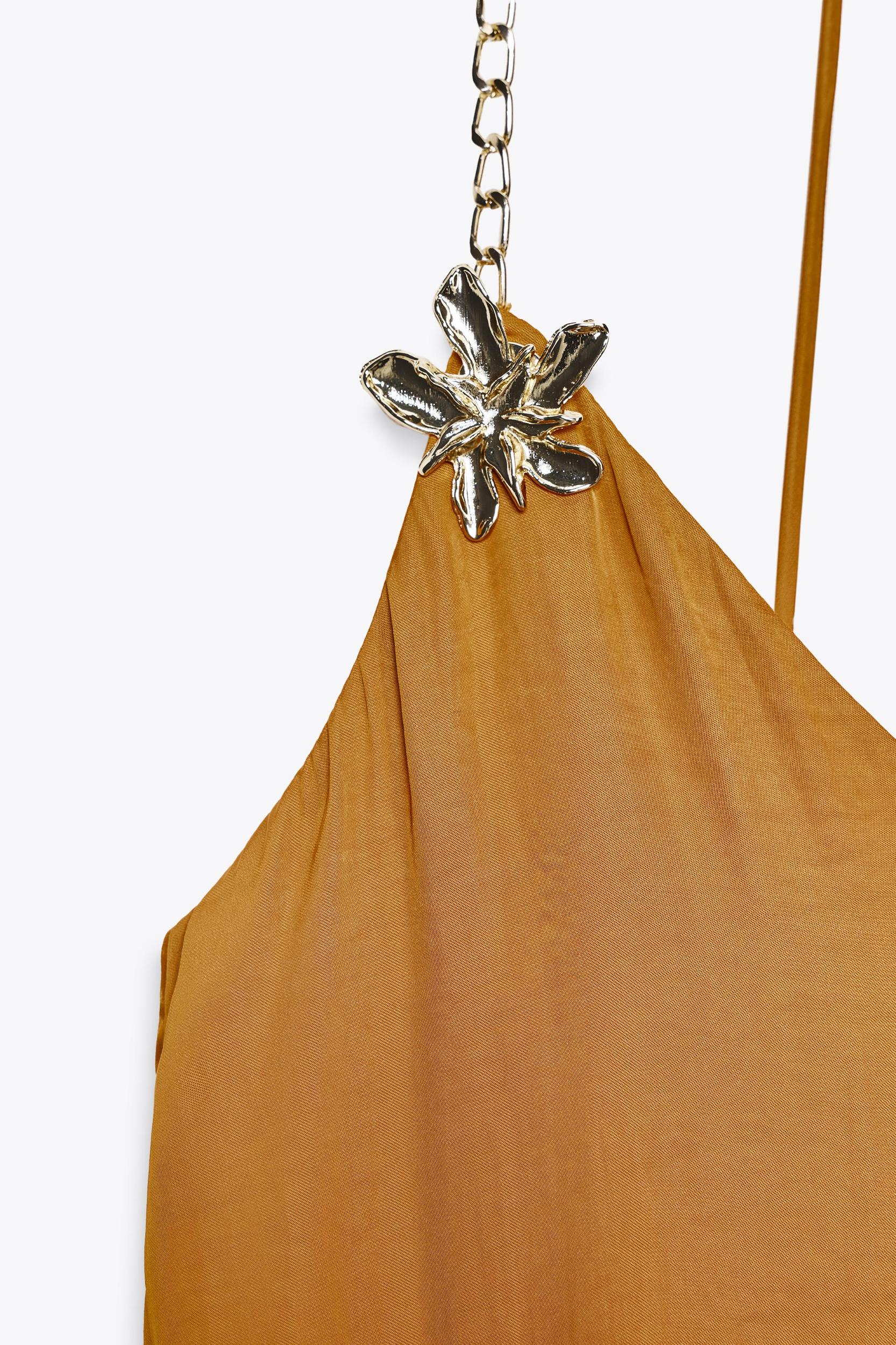 SATIN EFFECT MIDI DRESS WITH TRIM Product Image