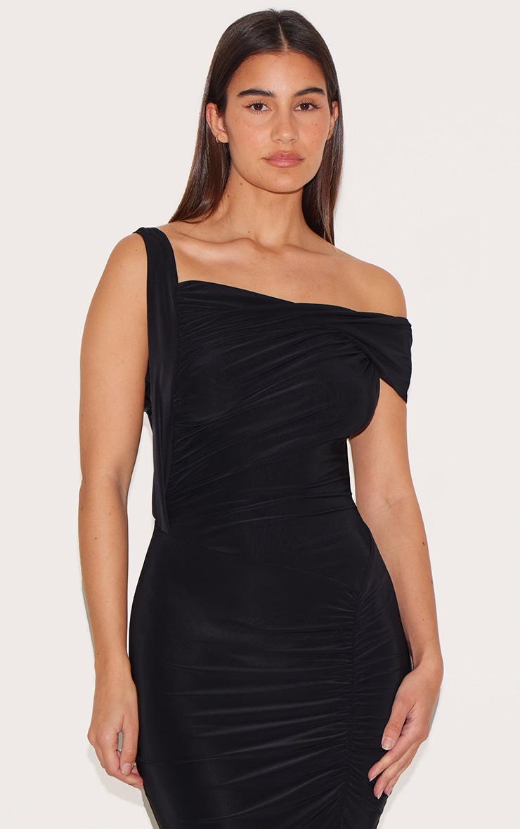 Black Slinky Twist Detail Maxi Dress Product Image