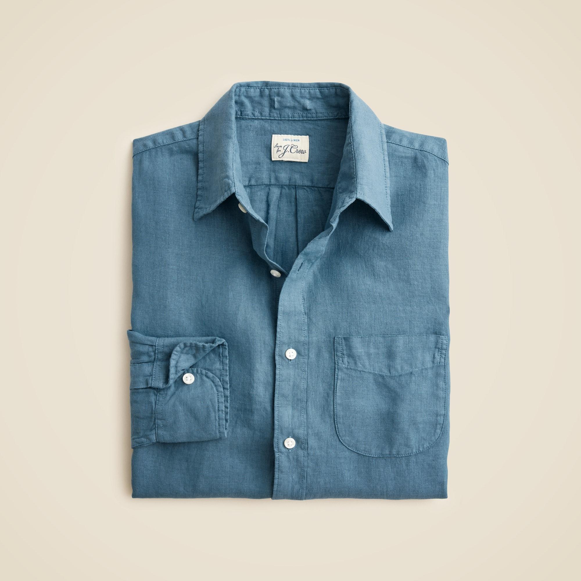 Washed linen shirt with point collar Product Image