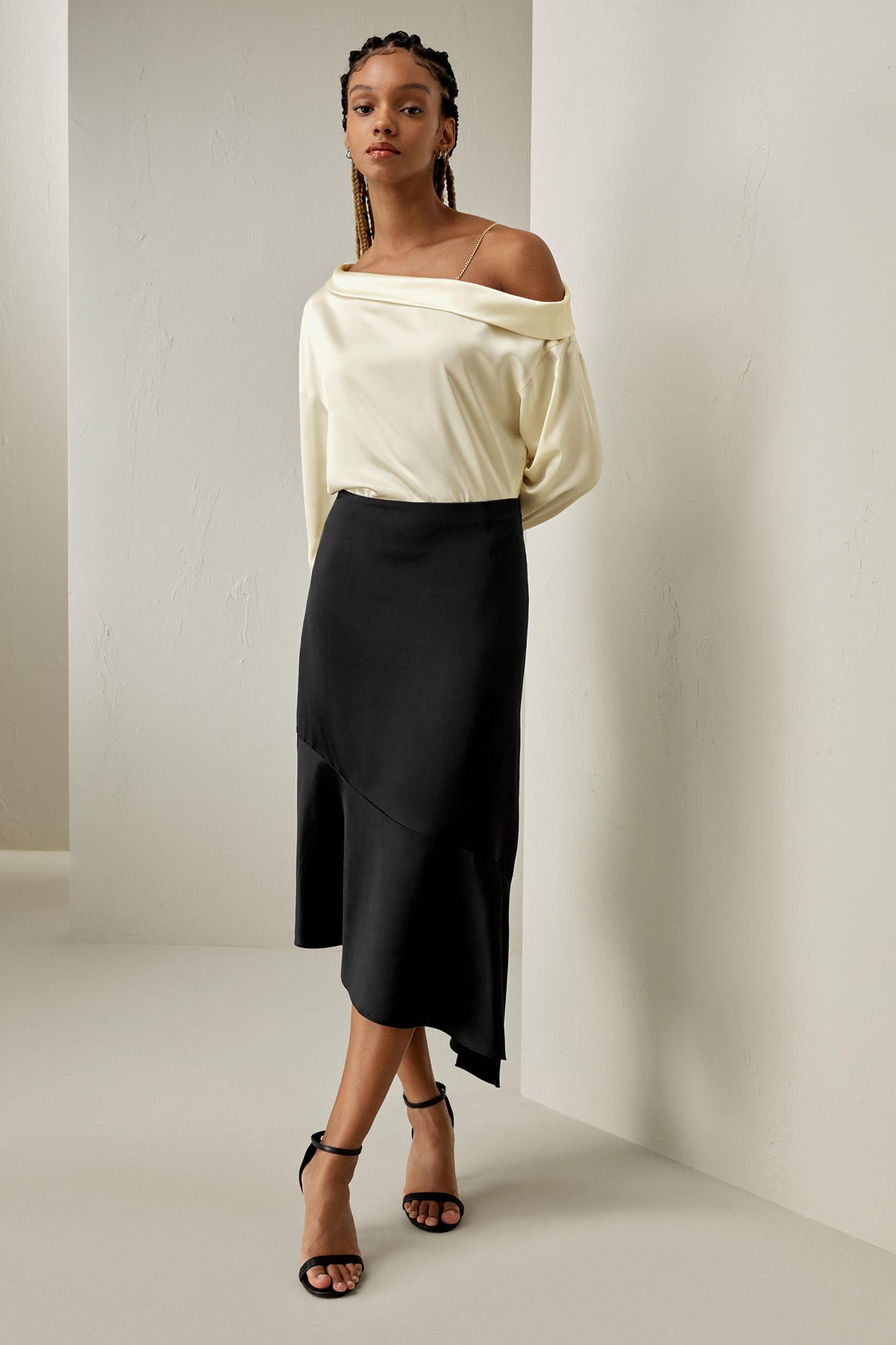 Silk Asymmetrical Fishtail Skirt Product Image