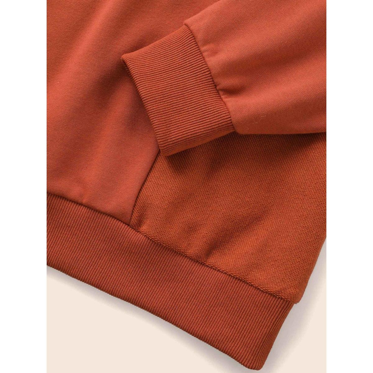 Plus Size Round Neck Patchwork Drop Shoulder Sweatshirt Women Rust Casual Patchwork Round Neck Everyday Sweatshirts BloomChic 22-24/3X Product Image