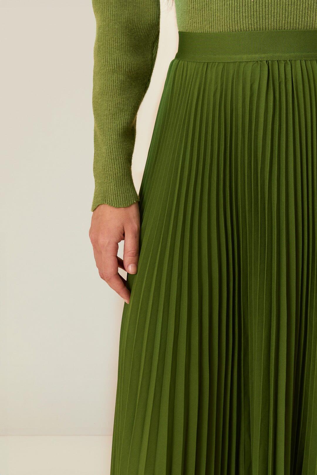 Green Pleated Maxi Skirt Product Image