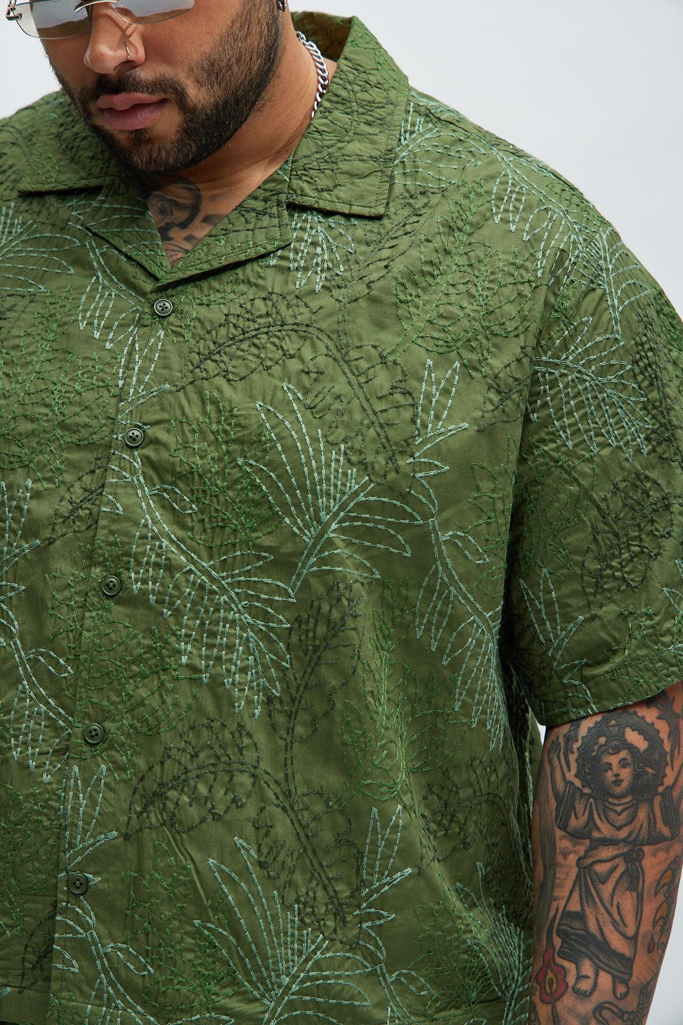 Come Thru Embroidery Shirt - Green/combo Product Image