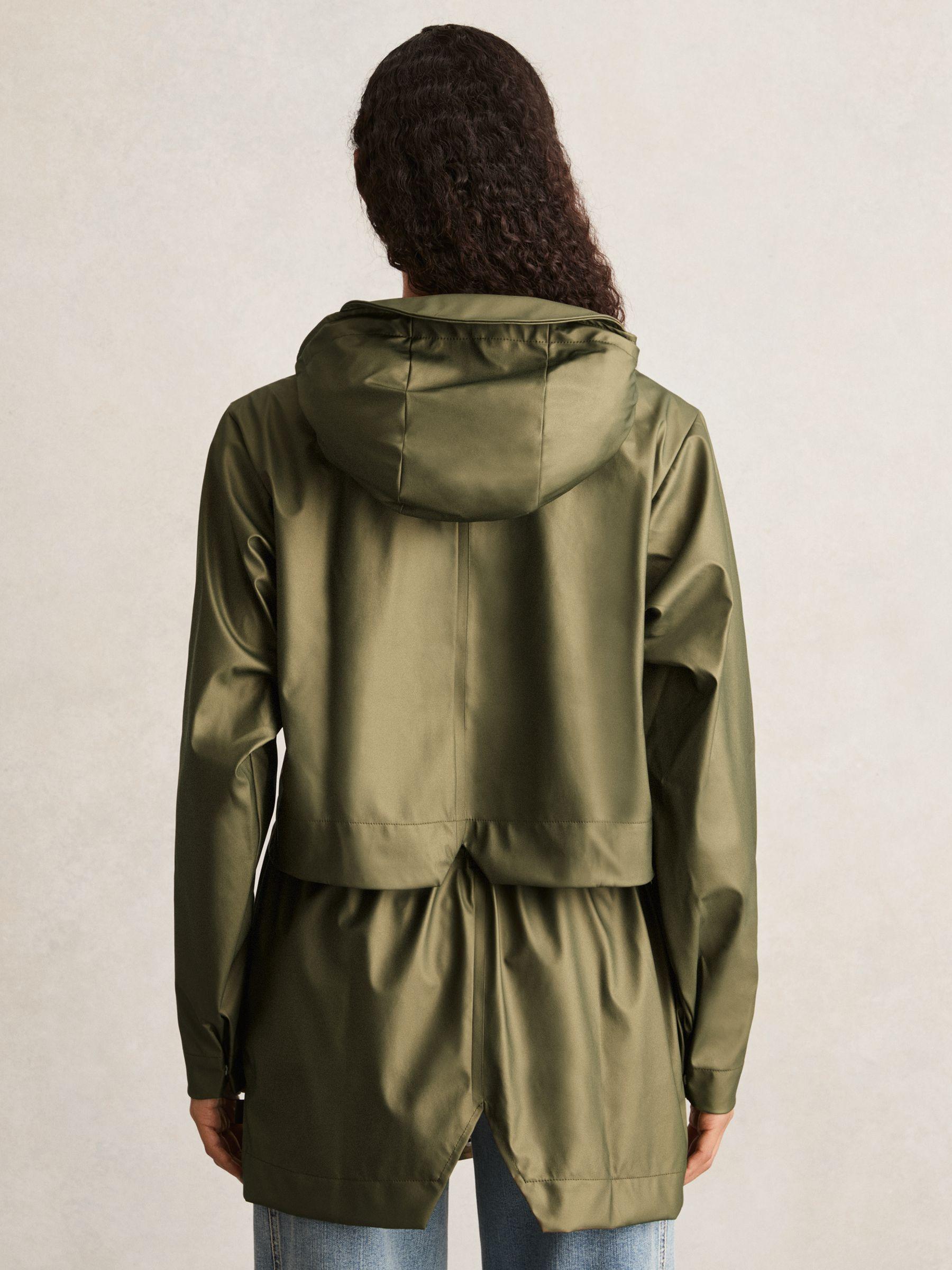Rains Long Hooded Jacket in Revel Brass Green Product Image