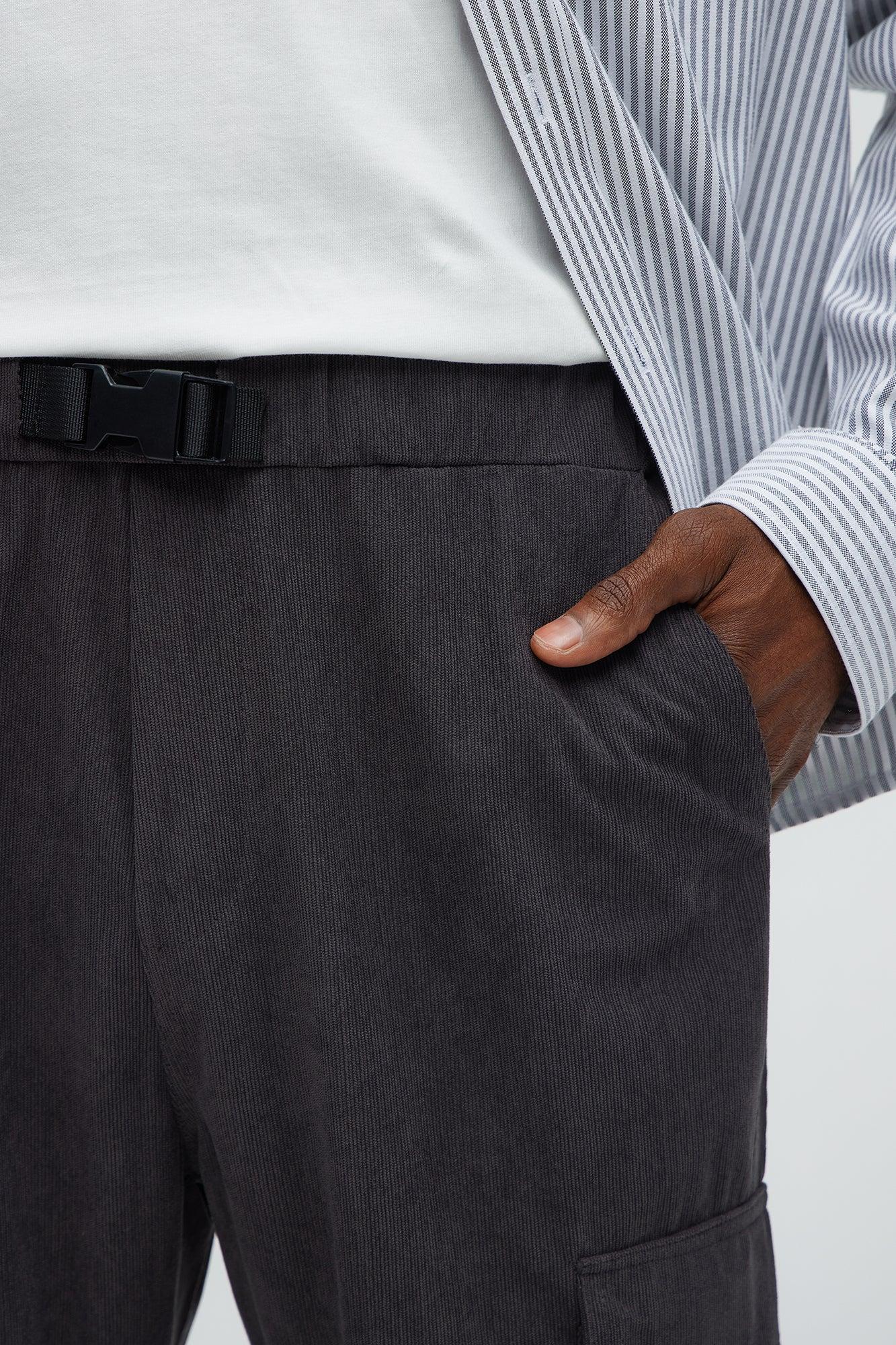 Bedford Corduroy Slim Cargo Pants - Charcoal Product Image