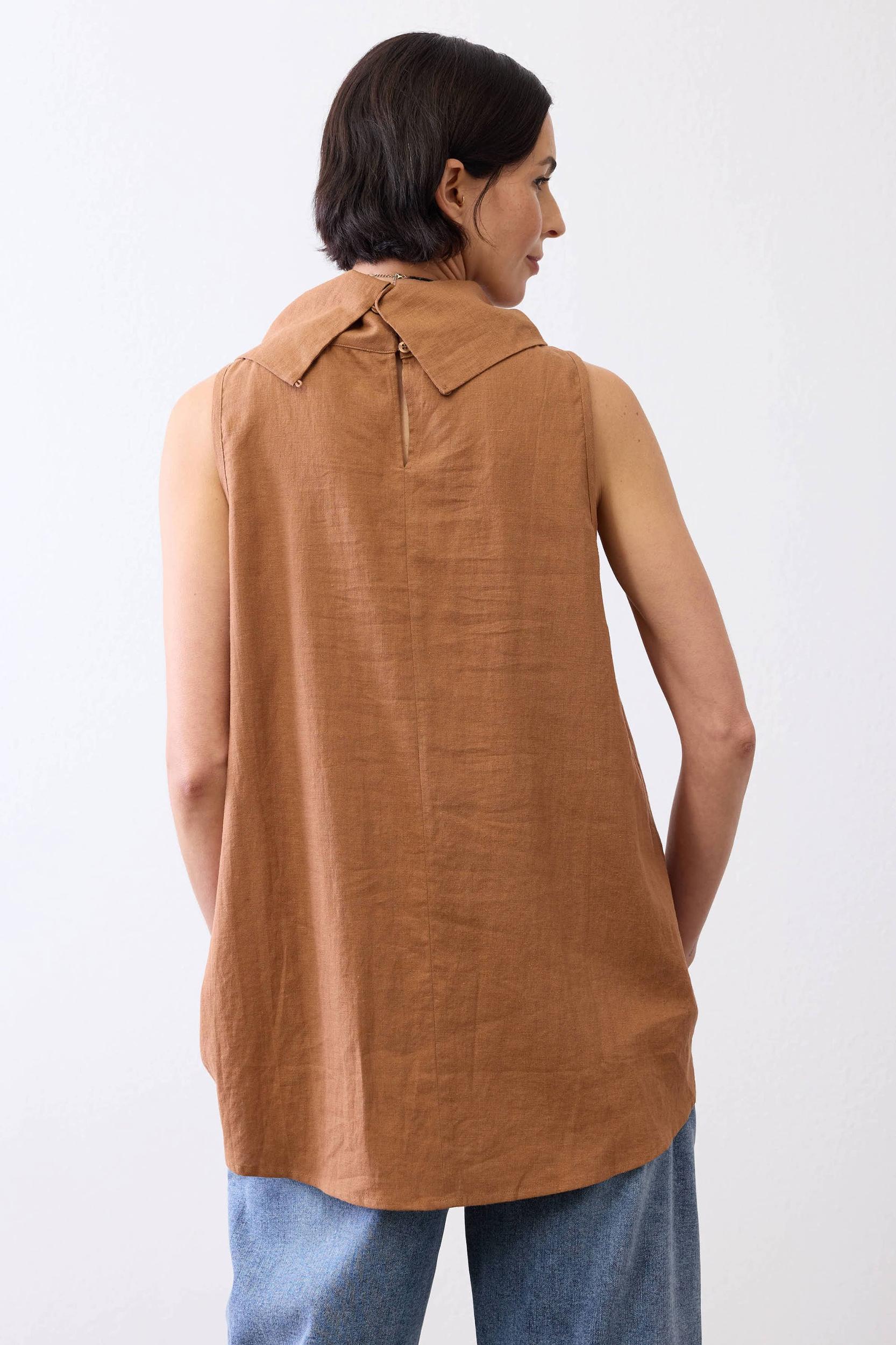 Draped Neck Linen Tunic Product Image
