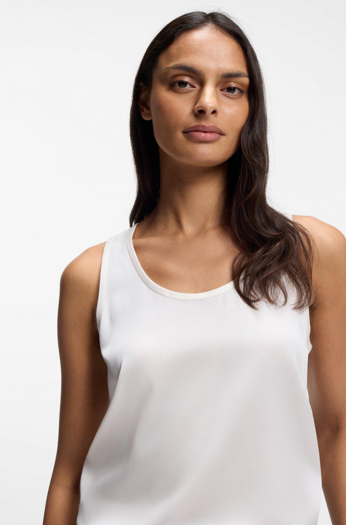 Sleeveless top in stretch silk Product Image