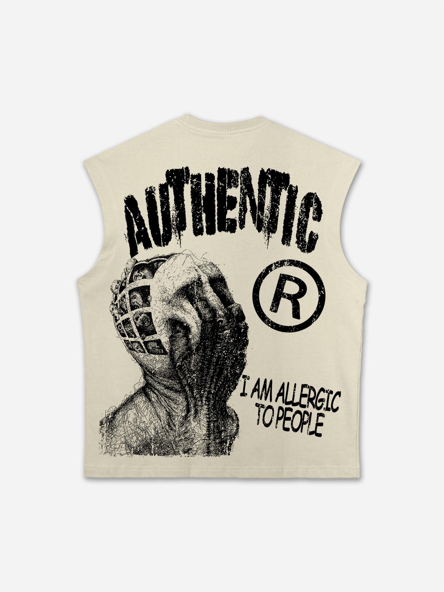 Vintage I Am Allergic To People Graphic Sleeveless Shirts Tank Top Product Image