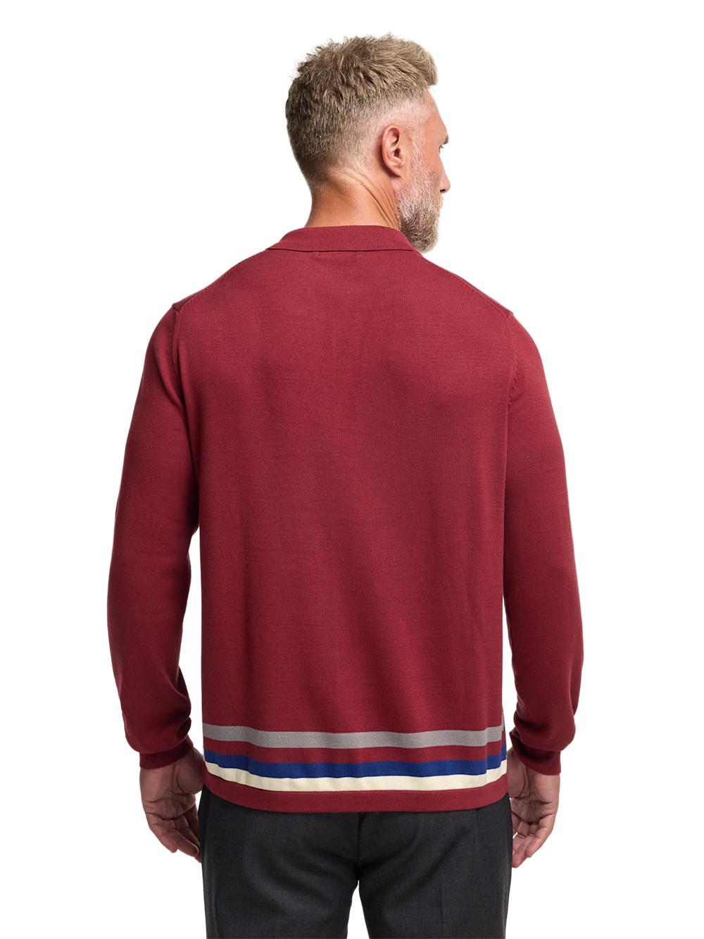 Cotton Button Front Polo - Burgundy Product Image