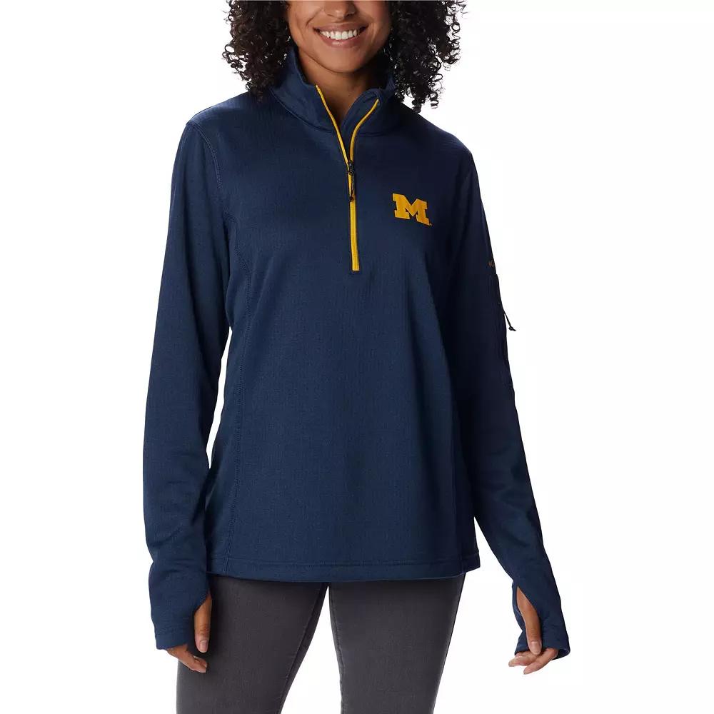 Women's Columbia Navy Michigan Wolverines Park View Omni-Wick Half-Zip Top,  Product Image