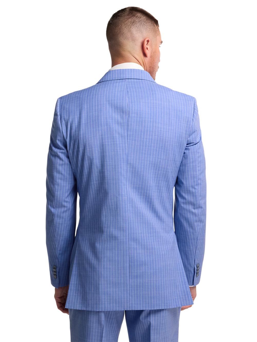 Wool Blend Pindstripe Single Pleat Suit Pant - Blue Product Image
