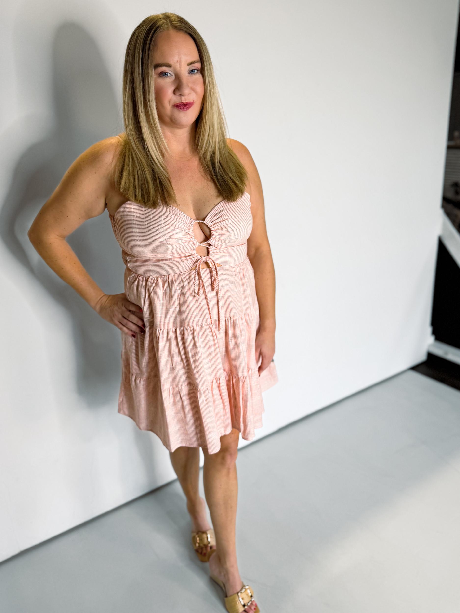 Grace Striped Linen Dress Product Image